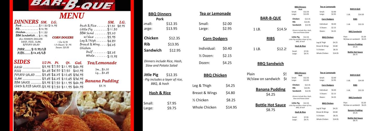 Wards Bar-B-Que Menu