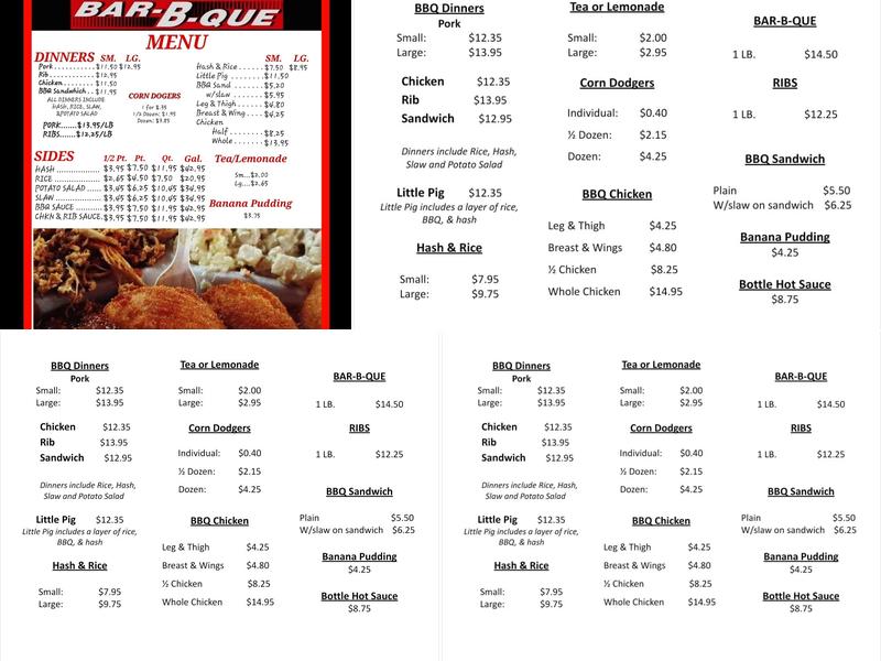 Wards Bar-B-Que Menu