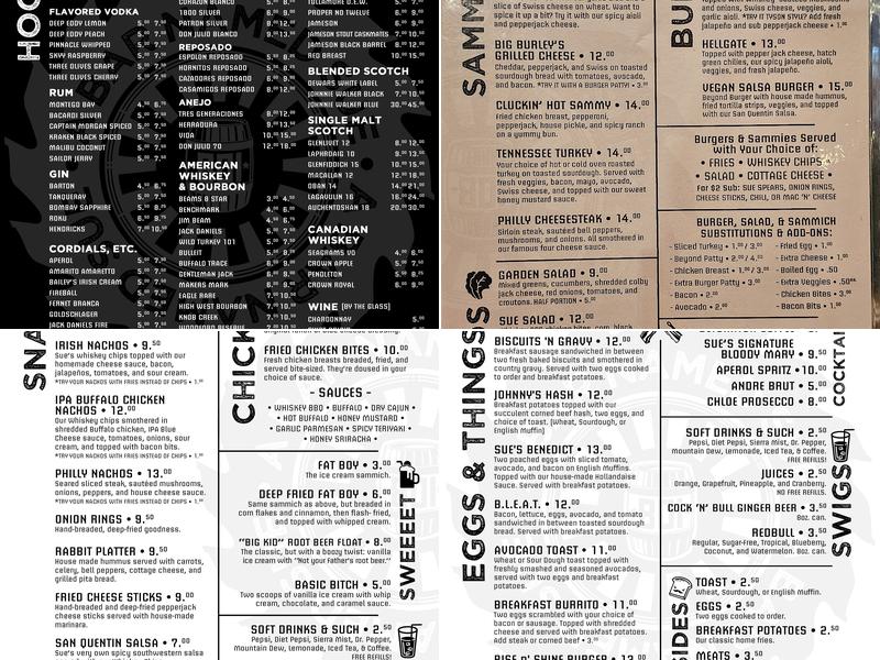 A Bar Named Sue Menu