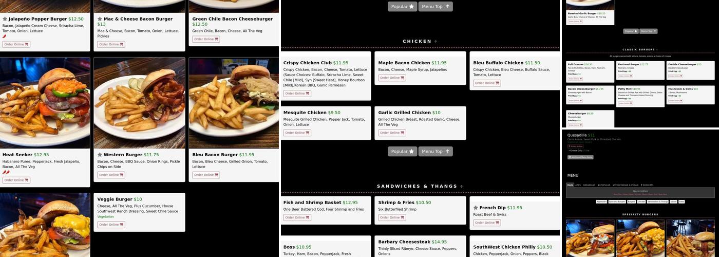 Barbary Coast Saloon Menu