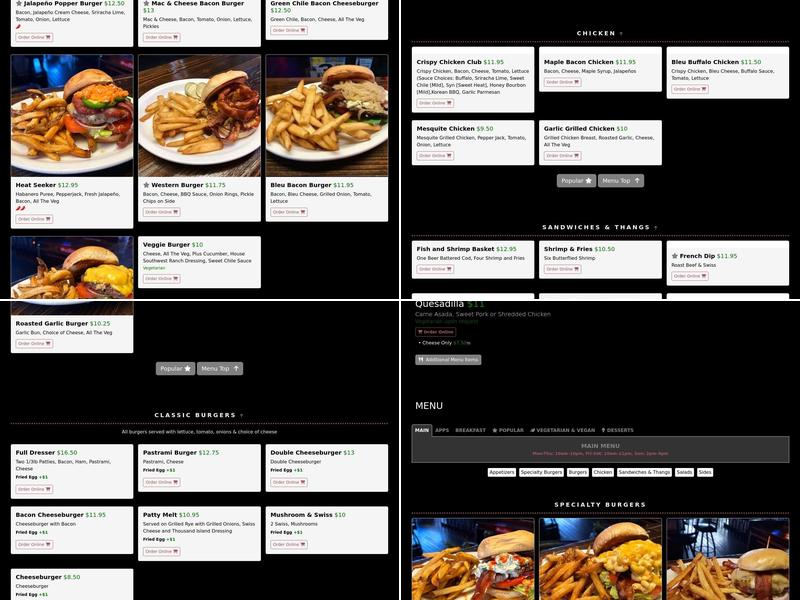 Barbary Coast Saloon Menu