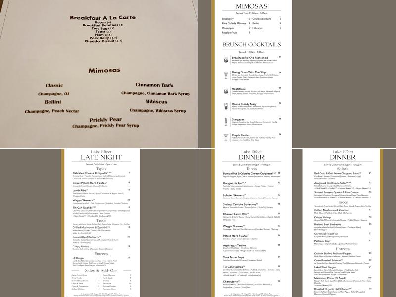 Lake Effect Menu