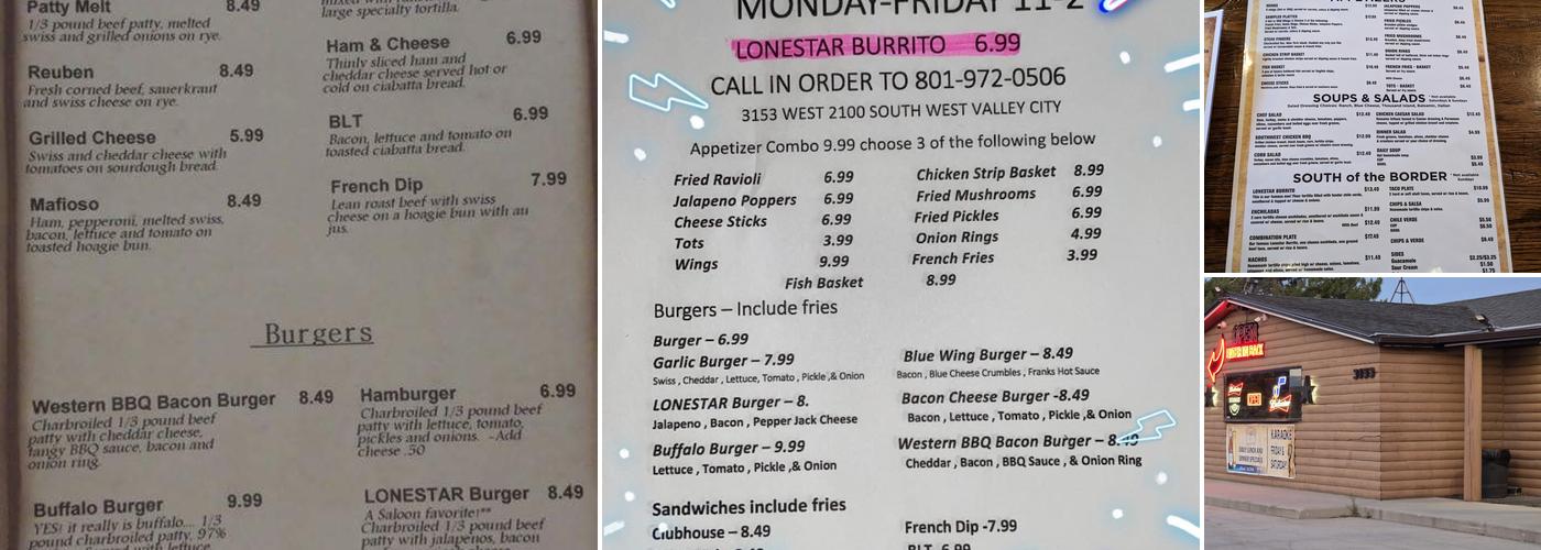 Lonestar Saloon Menu