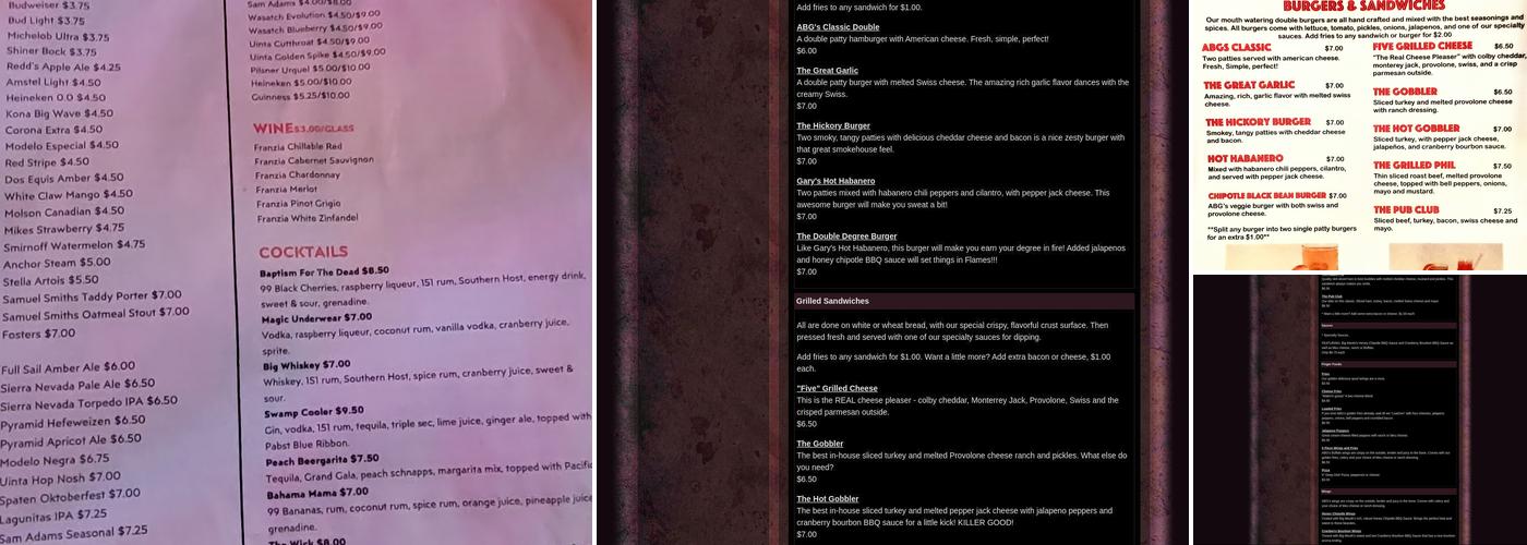 ABG's Bar Menu