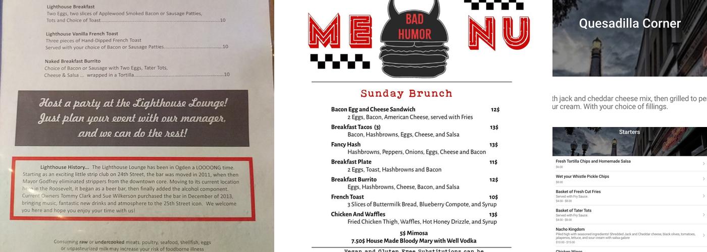 Red Light Bar Menu