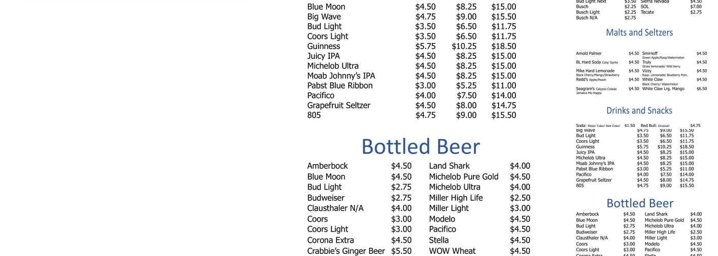 One & Only Menu