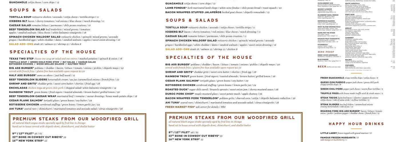 Roaring Fork Menu