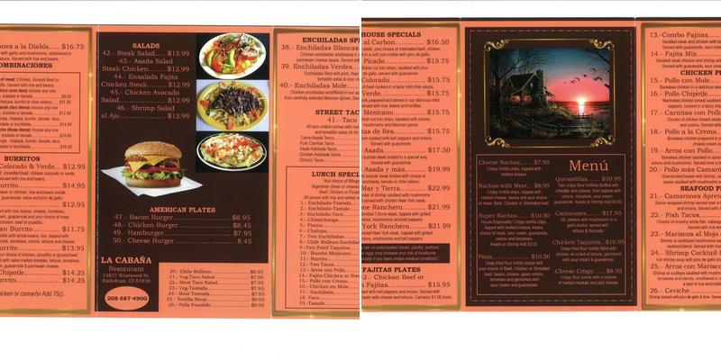 La Cabana Mexican Menu