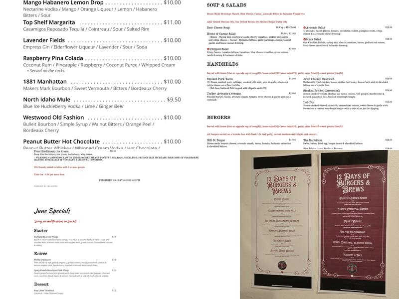 Westwood Brewing Co Menu