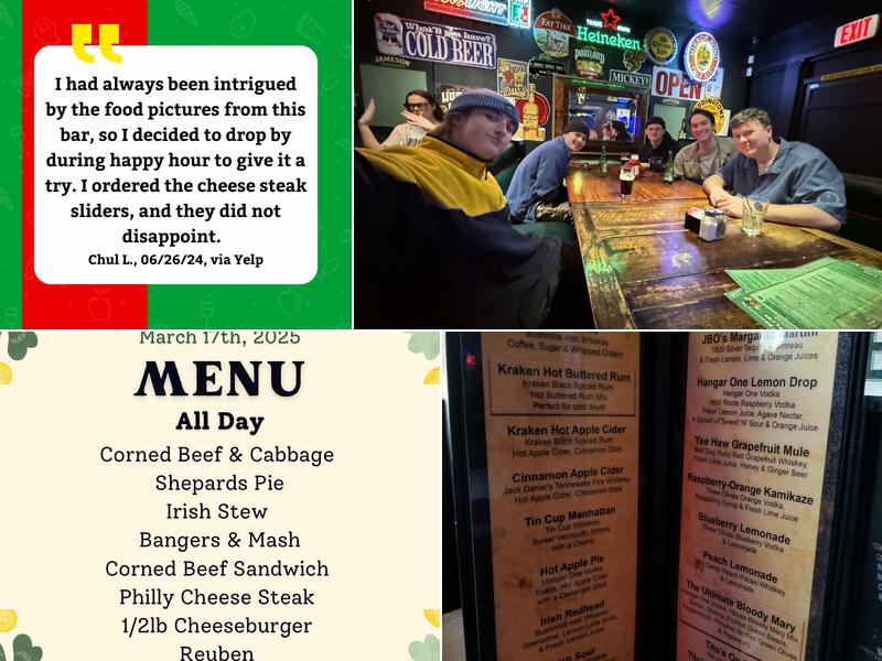 JB O'Briens Irish Pub Menu