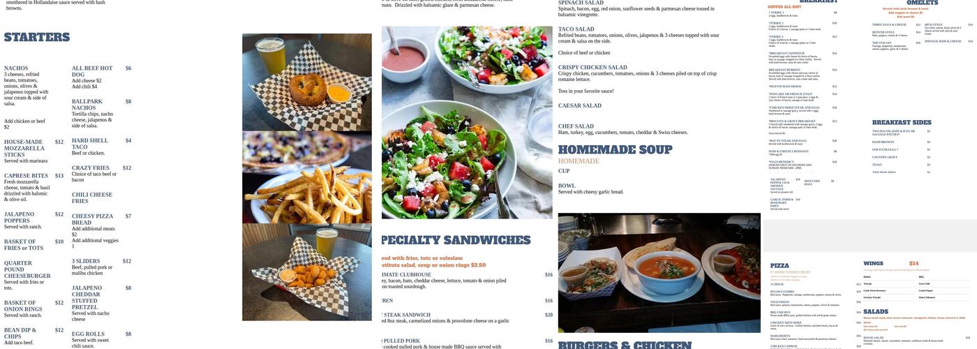 Garden Home Dugout Menu