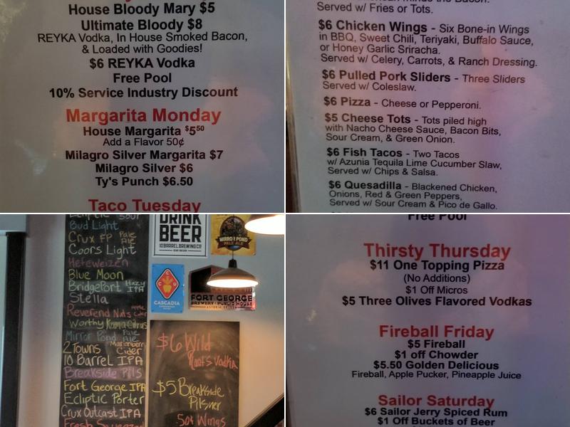 The Hillside Pub Menu