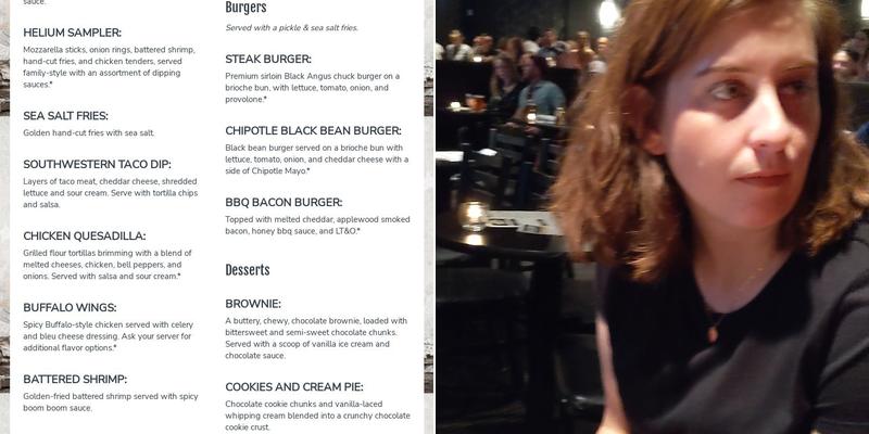 Helium Comedy Club Menu