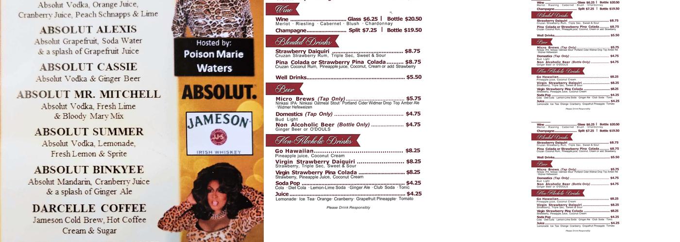 Darcelle XV LLC Menu