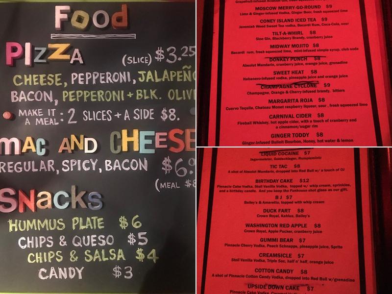 Funhouse Lounge Menu