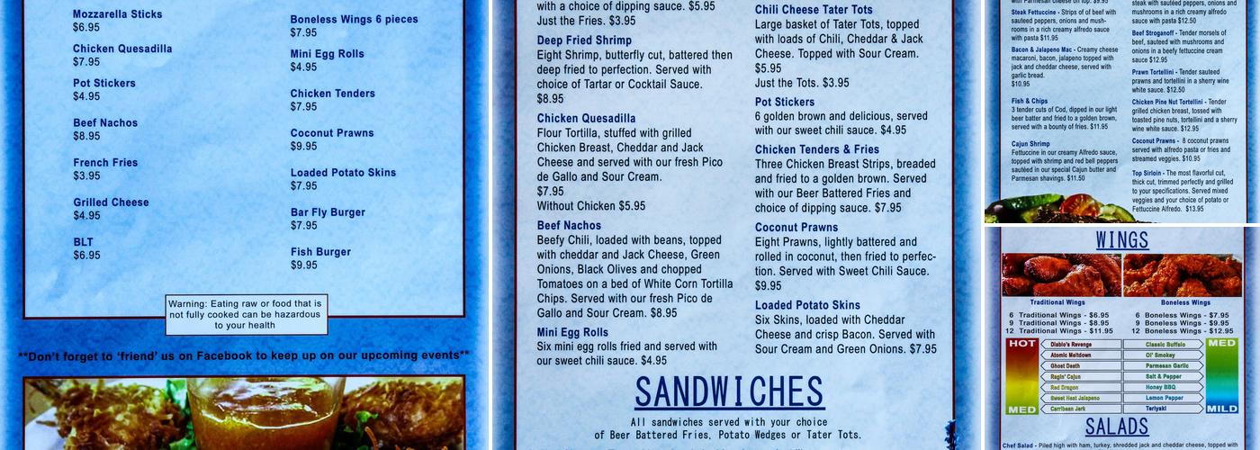 Bar Fly's Menu