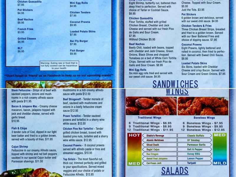 Bar Fly's Menu