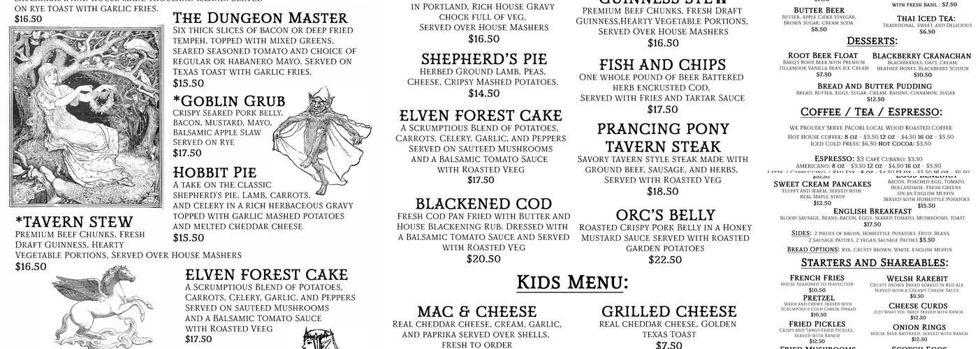 Old Nick's Pub Menu