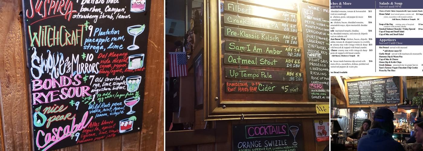 Sam Bond's Garage Menu