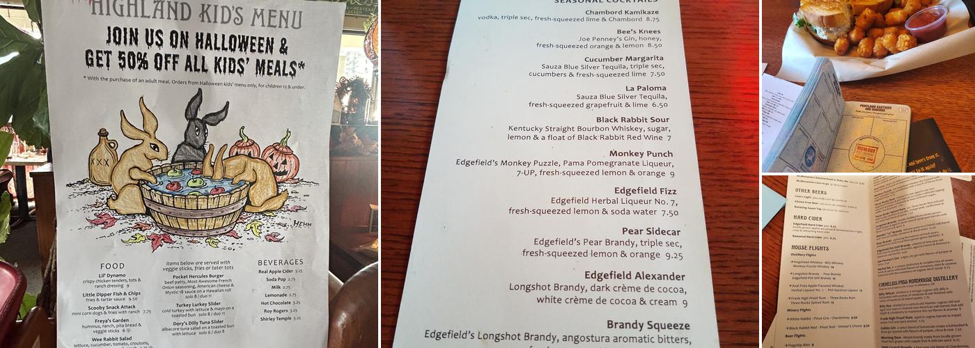 McMenamins Highland Pub & Brewery Menu