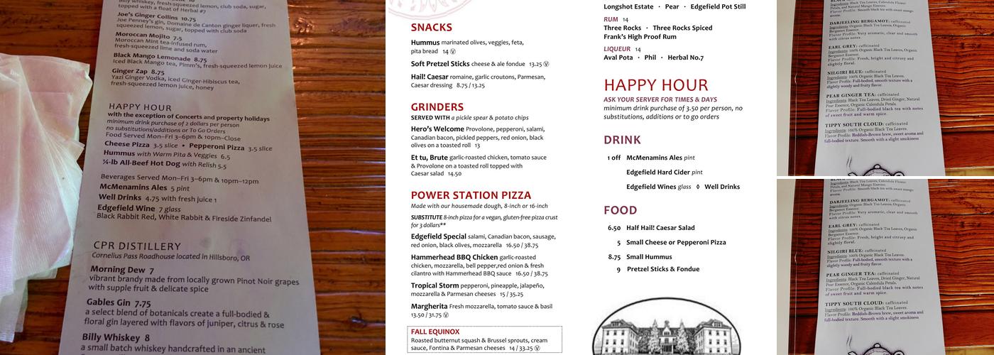 Tea House Bar Menu