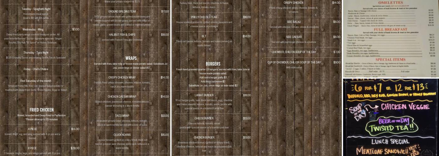 The Lariat Lounge Menu