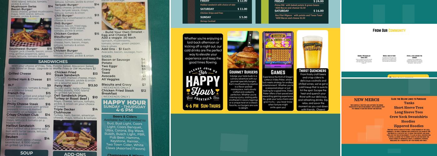 Pleasant Home Saloon Menu