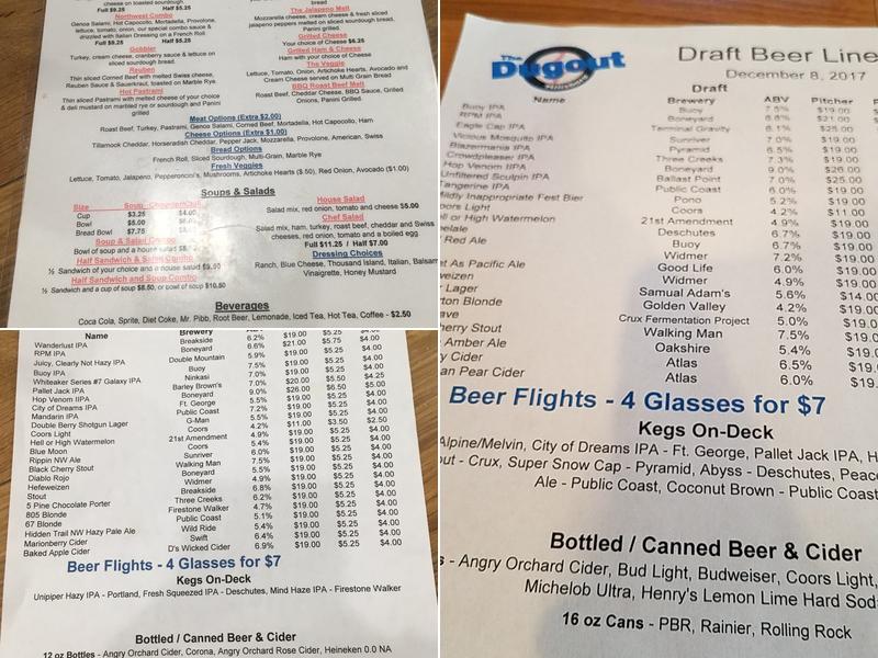 The Dugout - Hillsboro Menu