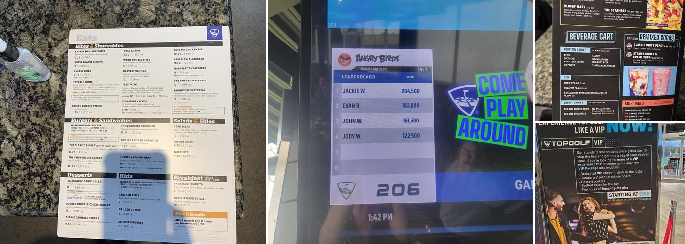 Topgolf Hillsboro Menu