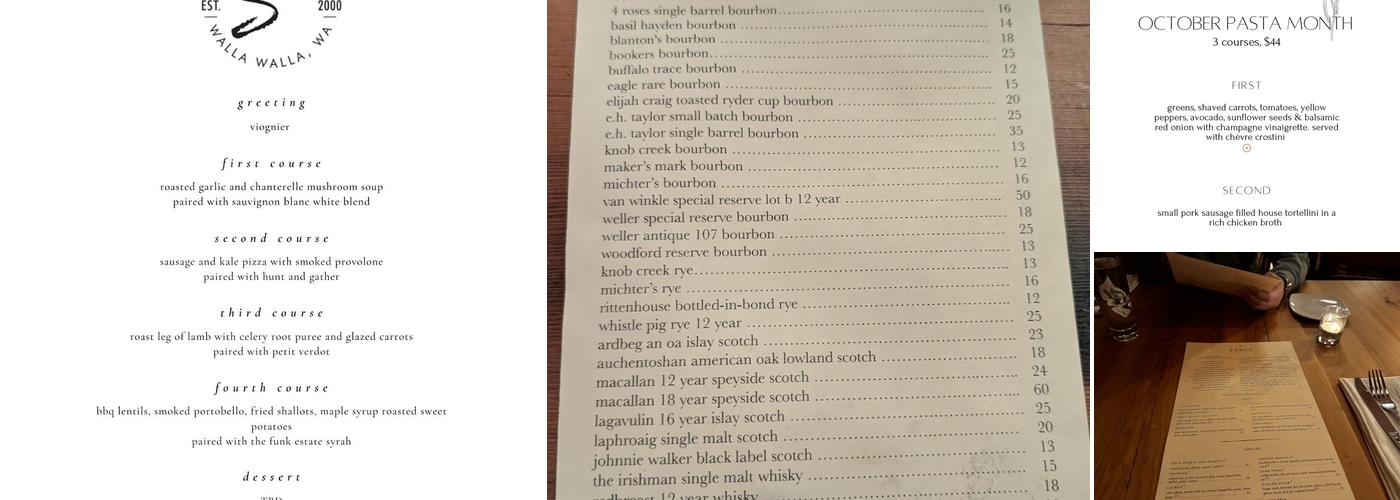 Bethany's Table Menu