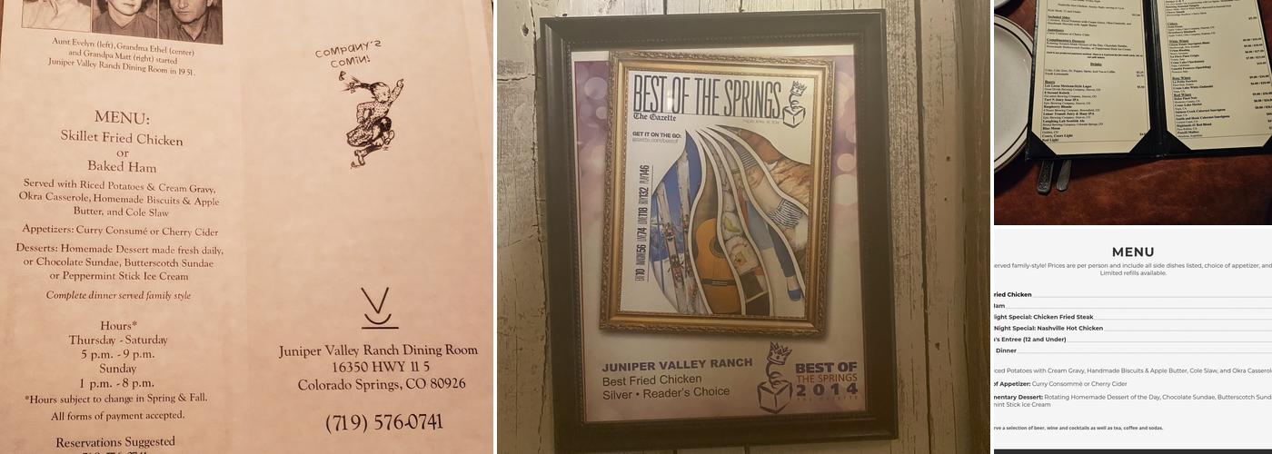 Juniper Valley Ranch Menu