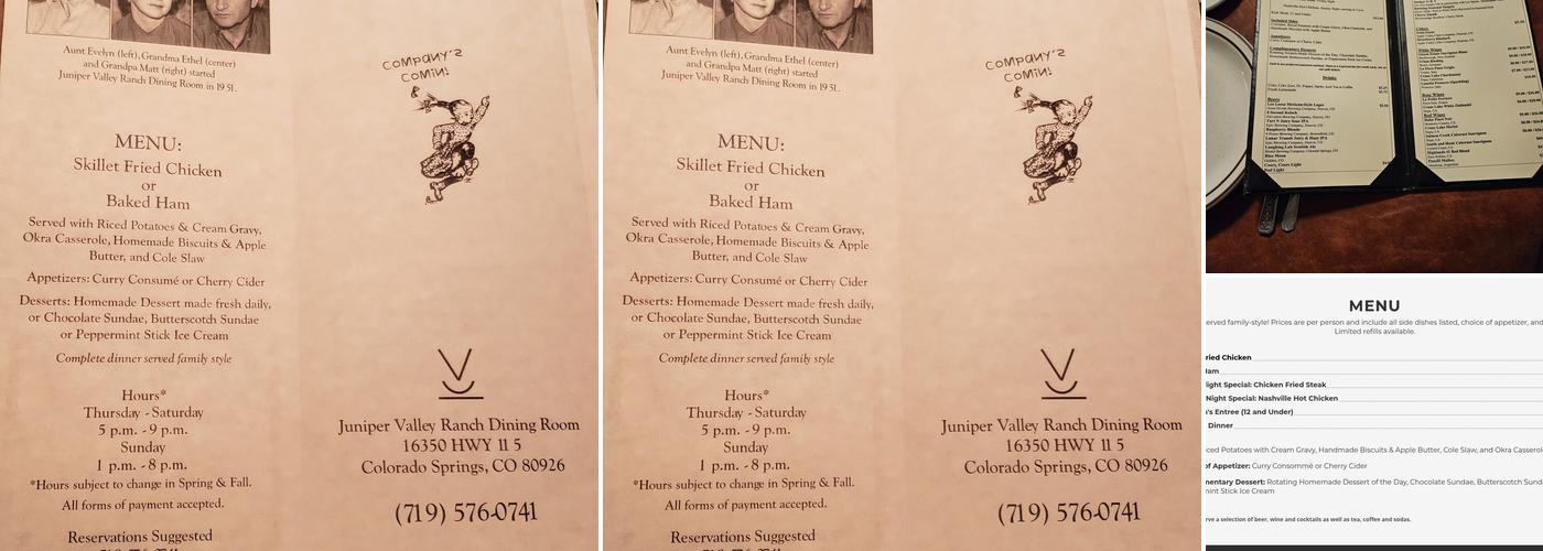 Juniper Valley Ranch Menu