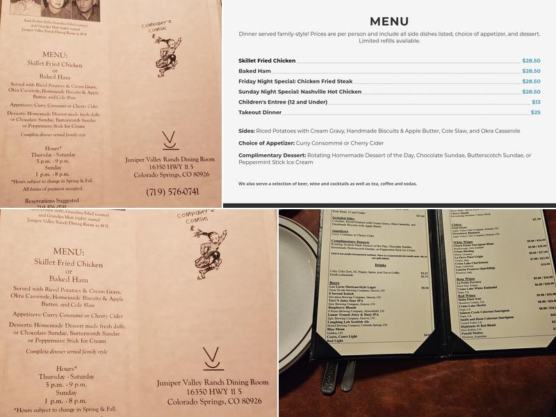 Juniper Valley Ranch Menu