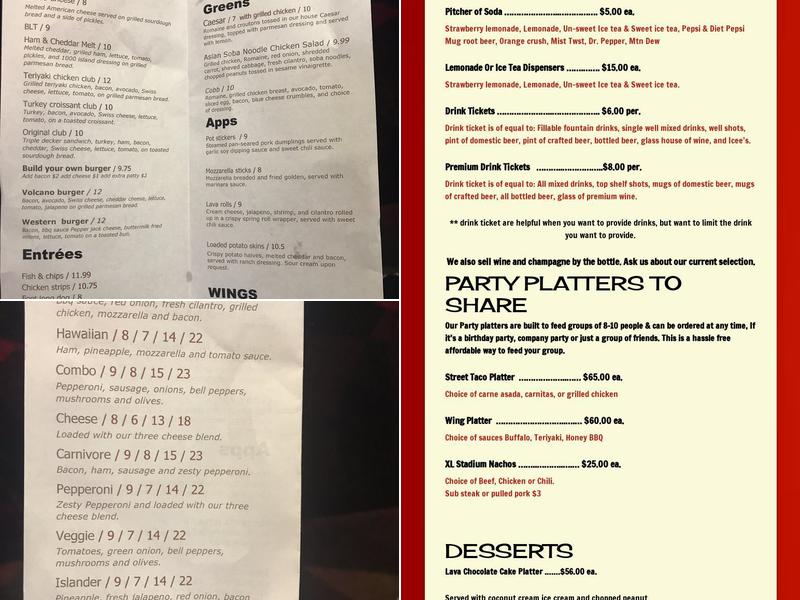 Lava Lanes of Medford Menu