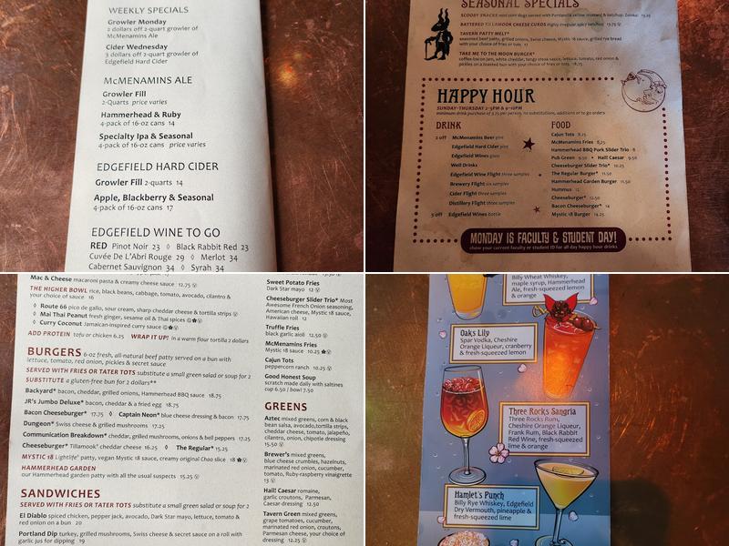 McMenamins Corvallis Pub Menu