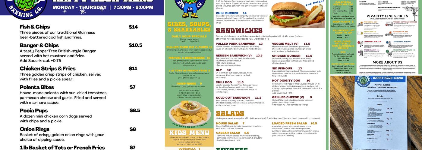 Calapooia Brewing Menu