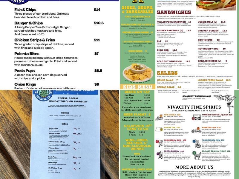 Calapooia Brewing Menu