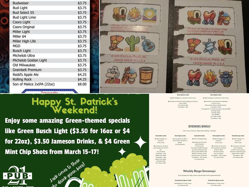 Pub 21 Menu
