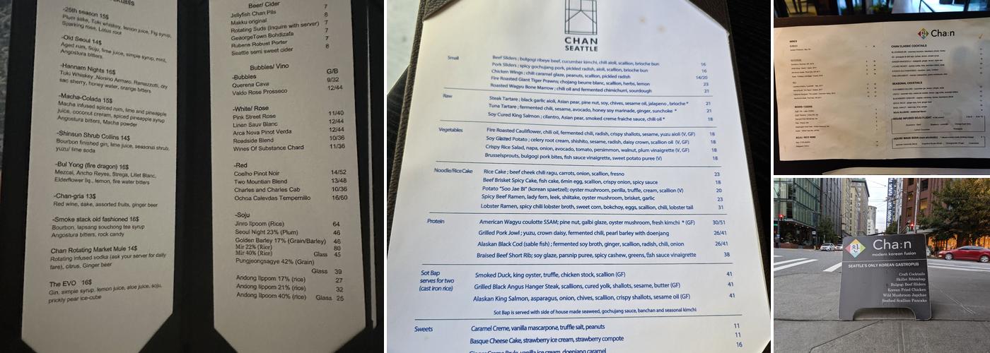 Chan Seattle Menu
