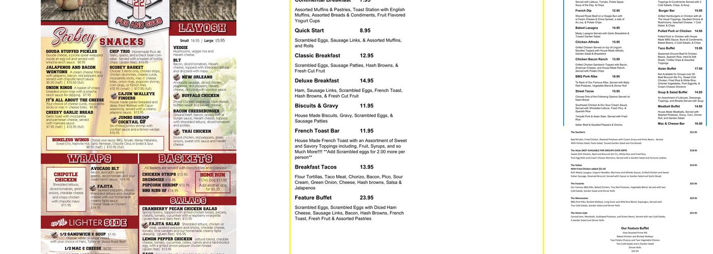 Scobey's Pub and Grub Menu