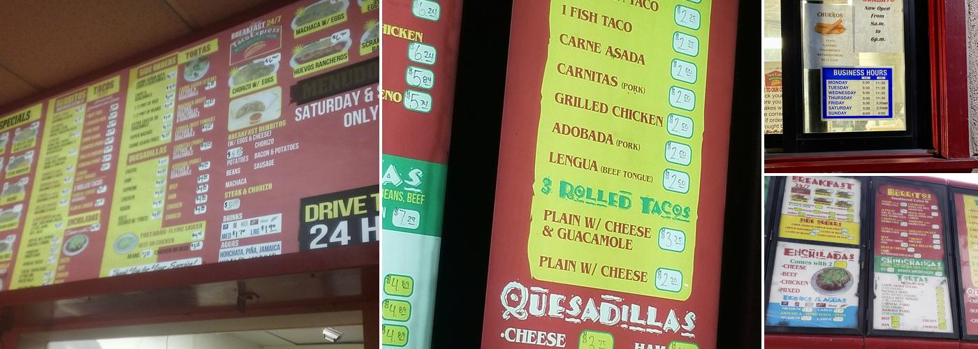 Taco Express Menu