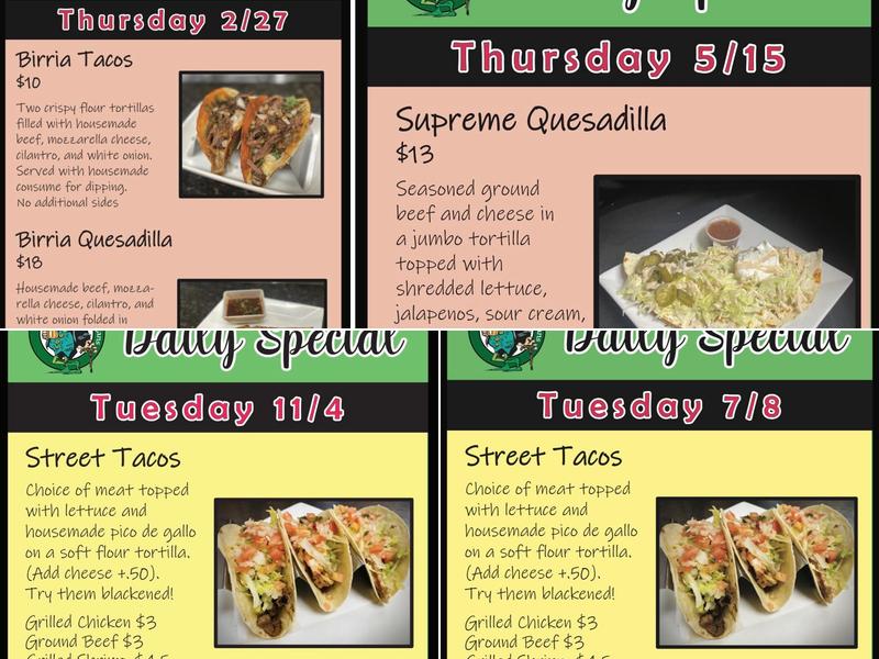 Spanky's Shenanigans Menu