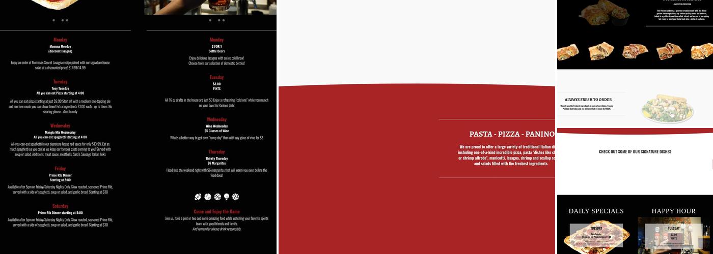 Panino's Restaurant Menu