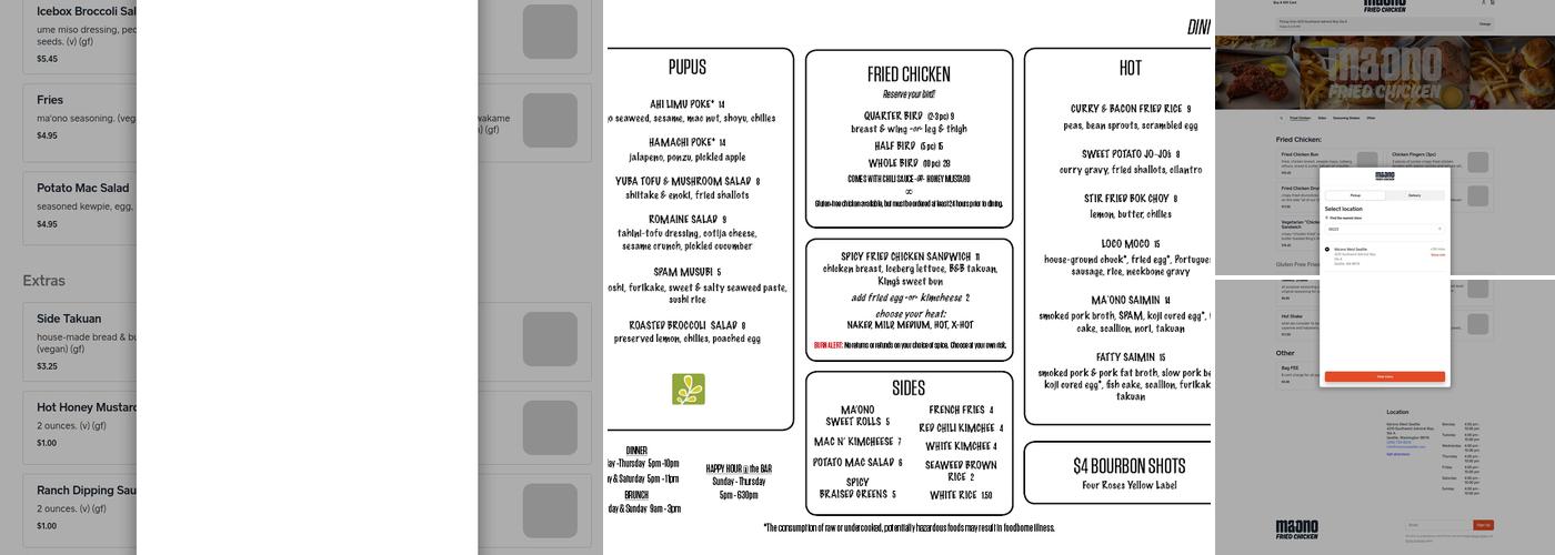 Ma'ono West Seattle Menu