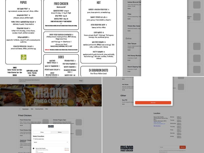 Ma'ono West Seattle Menu
