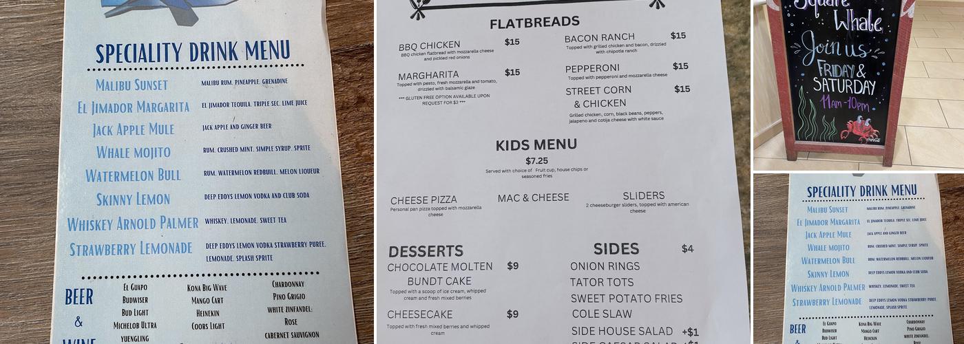 The Square Whale Menu