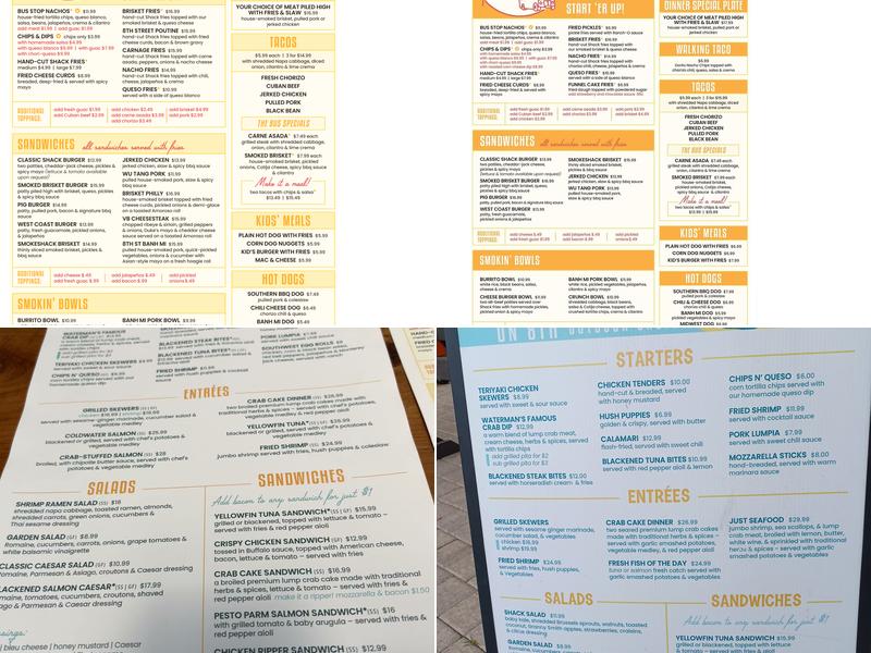 The Shack Menu