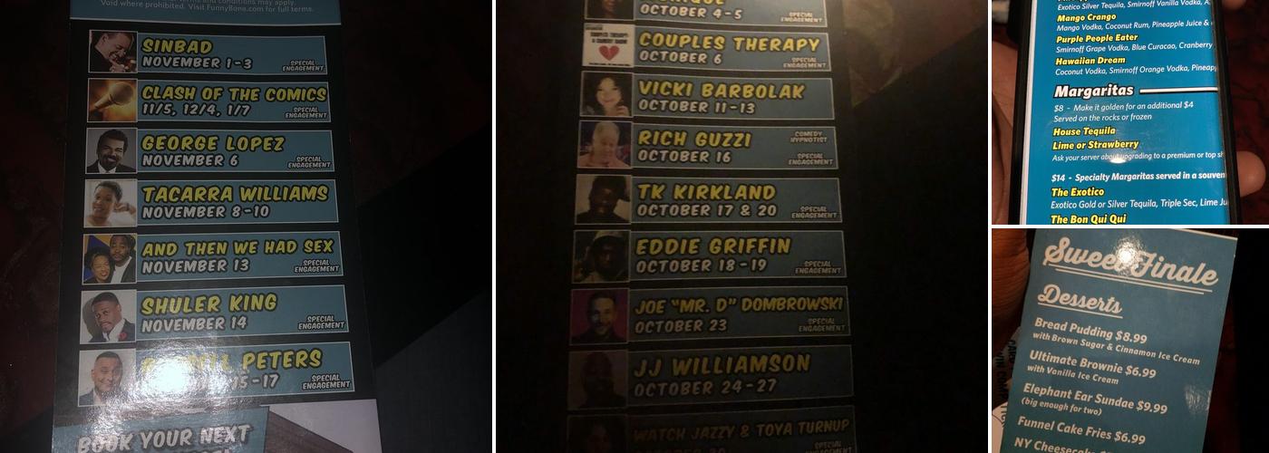 Funny Bone Comedy Club Menu
