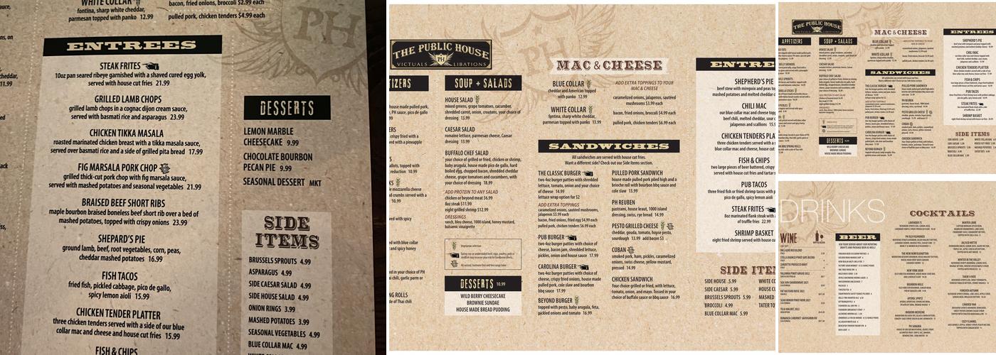 The Public House Menu
