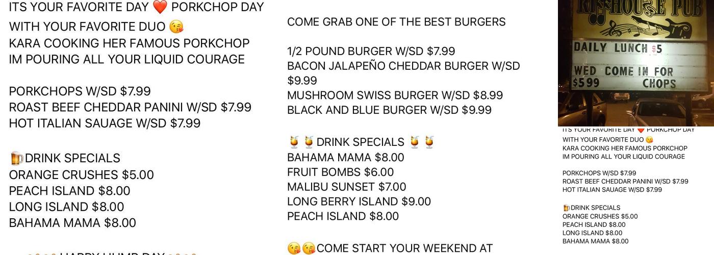 Riff House Pub Menu